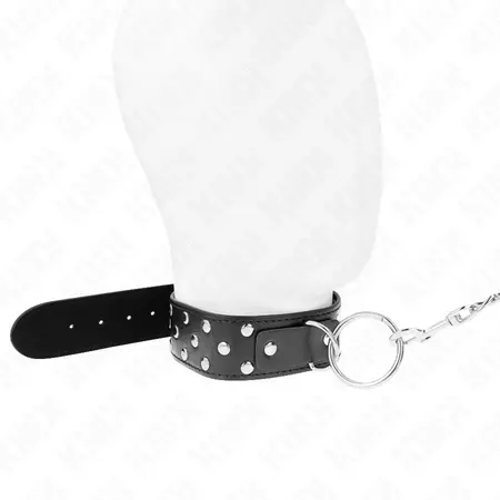 KINK Ring Rivet Podesiva kožna ogrlica 65 cm Crna 36-50 cm