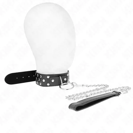KINK Ring Rivet Podesiva kožna ogrlica 65 cm Crna 36-50 cm