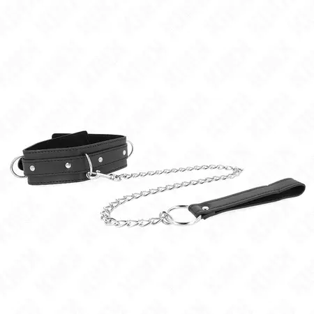 KINK Podesiva ogrlica sa povodcem 3-Ring Model, Crna, 38-49 cm, povodac 65 cm