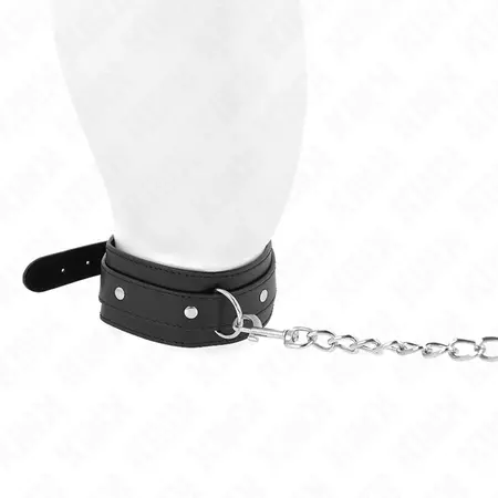 KINK Podesiva ogrlica sa povodcem 65cm - Crna, 38-49cm, Metalni ring
