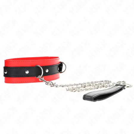 KINK Set ogrlice i povodca Crveni 54x4.5cm, podesiva veganska koža, kaiš 65cm