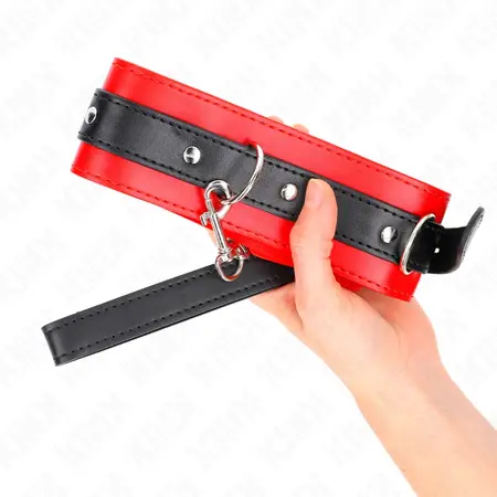 KINK Set ogrlice i povodca Crveni 54x4.5cm, podesiva veganska koža, kaiš 65cm