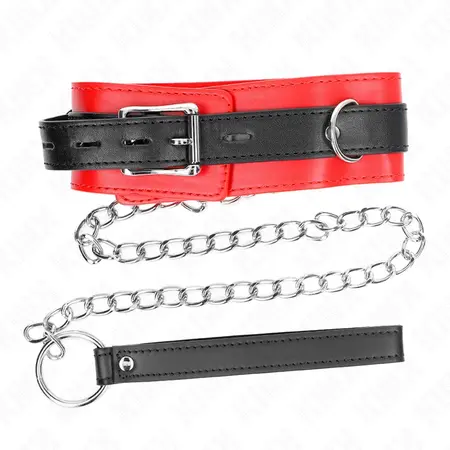 KINK Set ogrlice i povodca Crveni 54x4.5cm, podesiva veganska koža, kaiš 65cm
