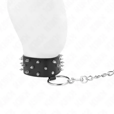 KINK Set ogrlice i povodca Model 5 Podesivi srebrni klikeri 36-43cm Crna