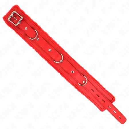 KINK Ogrlica sa povodcem Crvena 36-42 cm - Podesiva koža, povodac 65 cm