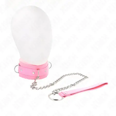 KINK Collar & Leash Set Pink 65cm - Adjustable Vegan Leather, 36-42cm