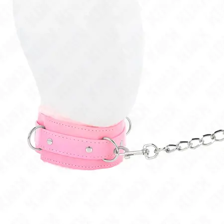 KINK Collar & Leash Set Pink 65cm - Adjustable Vegan Leather, 36-42cm