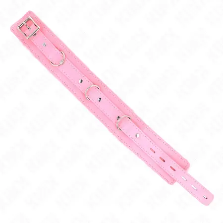 KINK Collar & Leash Set Pink 65cm - Adjustable Vegan Leather, 36-42cm