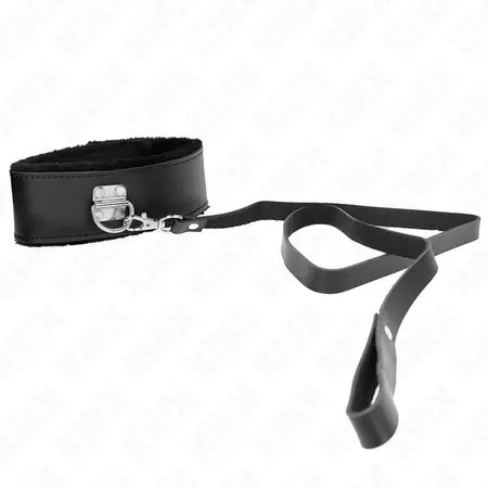 KINK Podesiva kožna ogrlica i povodac set Crna 116cm - 40-48cm prianjanje