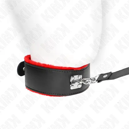 KINK Podesiva crvena kožna ogrlica i povodac set 116 cm, 40-48x6 cm