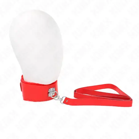 KINK Ogrlica sa povodcem Model 4 Crvena podesiva 40-48 cm Srebrni klikeri