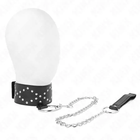 KINK Set ogrlice i povodca Model 3 Podesivi 36-43 cm Srebrni klikeri Crna