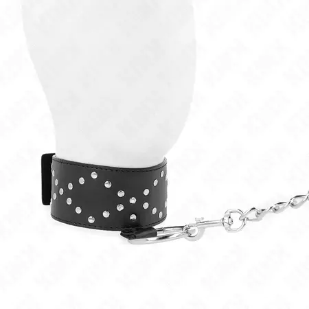 KINK Set ogrlice i povodca Model 3 Podesivi 36-43 cm Srebrni klikeri Crna