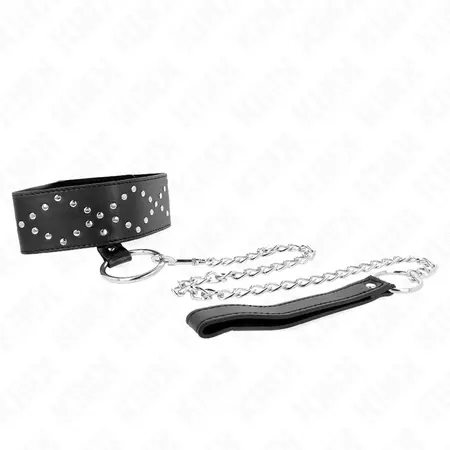 KINK Set ogrlice i povodca Model 3 Podesivi 36-43 cm Srebrni klikeri Crna