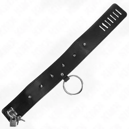 KINK Podesiva ogrlica sa srebrnim klikerima i povodcem 65 cm, Crna, 36-43 cm