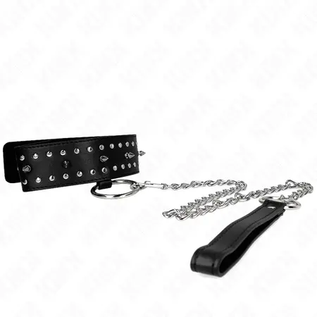KINK Set ogrlice i povodca Model 1 Podesivi srebrni klikeri Crna 36-43cm