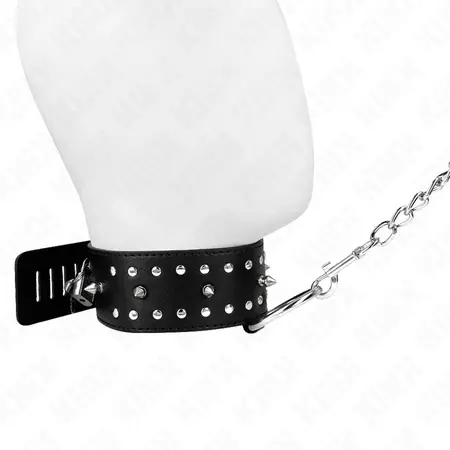 KINK Set ogrlice i povodca Model 1 Podesivi srebrni klikeri Crna 36-43cm