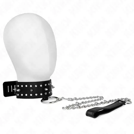 KINK Set ogrlice i povodca Model 1 Podesivi srebrni klikeri Crna 36-43cm