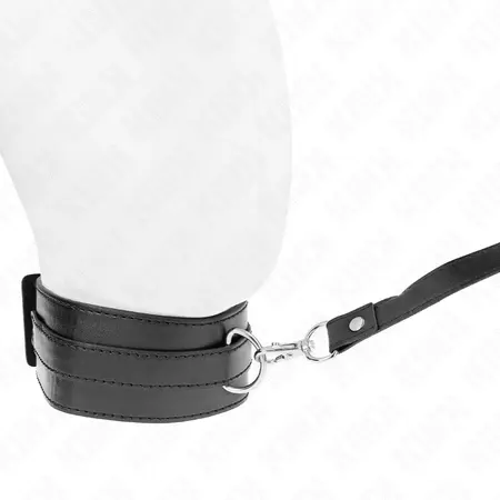 KINK Podesiva ogrlica sa povodcem 116cm Crna Model 1 - Veganska koža
