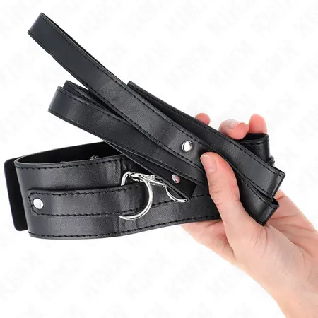 KINK Podesiva ogrlica sa povodcem 116cm Crna Model 1 - Veganska koža