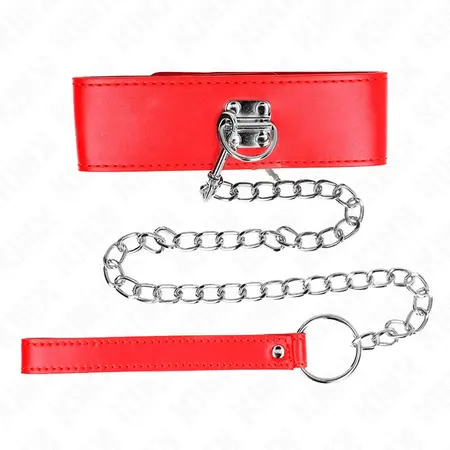 Kink Podesiva crvena ogrlica sa širokim kaišem 33.5-41 cm, 65 cm kaiš