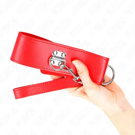 Kink Podesiva crvena ogrlica sa širokim kaišem 33.5-41 cm, 65 cm kaiš