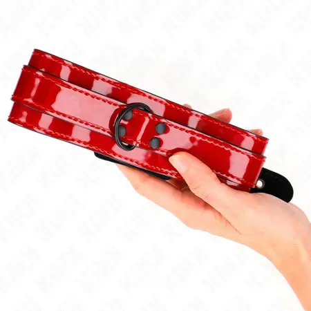 KINK Vinsko crvena podesiva ogrlica 37.5-49.5 cm sa širinom od 5 cm