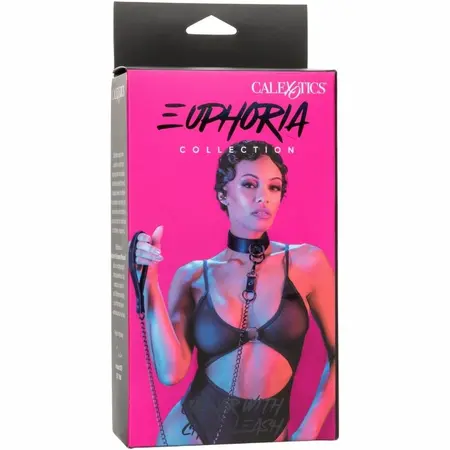 CalExotics Euphoria Podesiva ogrlica sa odvojivim metalnim lancem, Crna