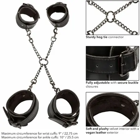 CalExotics Euphoria Podesivi hog tie sistem, Veganska koža, Crni