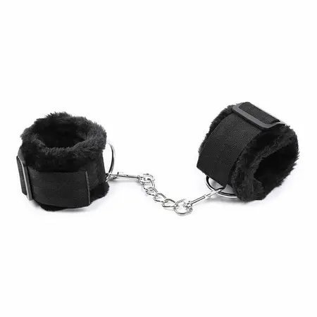 OHMAMA FETISH Adjustable Furry Lined Wrist Restraints, Black, One Size