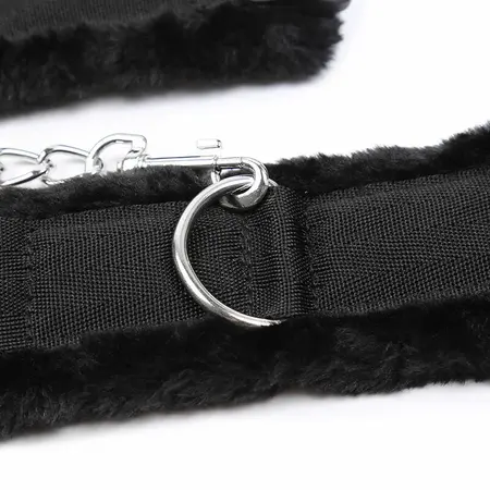 OHMAMA FETISH Adjustable Furry Lined Wrist Restraints, Black, One Size