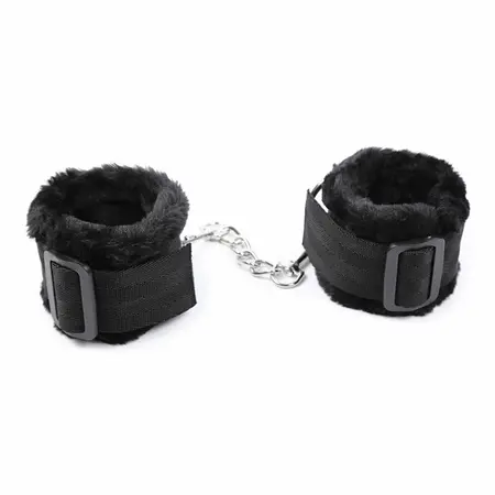 OHMAMA FETISH Adjustable Furry Lined Wrist Restraints, Black, One Size