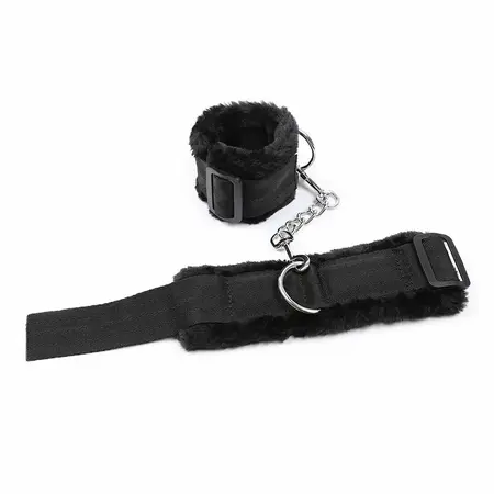 OHMAMA FETISH Adjustable Furry Lined Wrist Restraints, Black, One Size