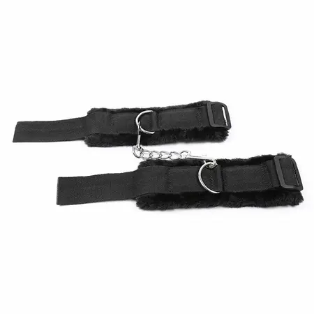OHMAMA FETISH Adjustable Furry Lined Wrist Restraints, Black, One Size