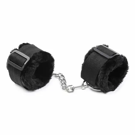 OHMAMA FETISH Adjustable Furry Lined Wrist Restraints, Black, One Size