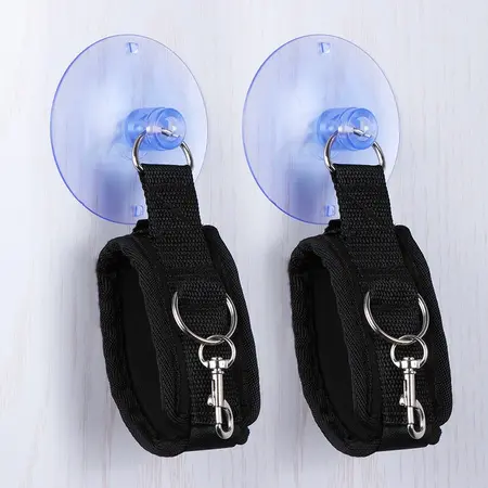 OHMAMA Fetish Adjustable Wrist Restraints with Suction Cups Black 24-40cm