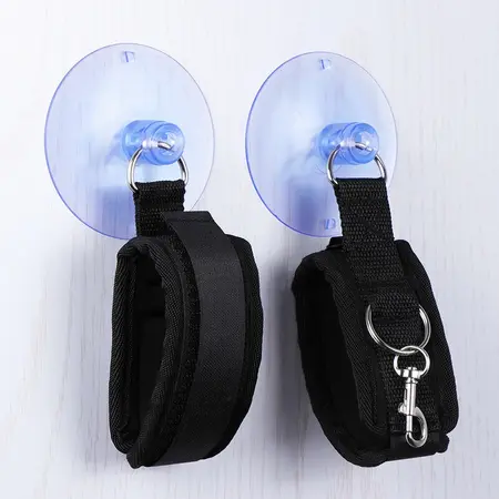OHMAMA Fetish Adjustable Wrist Restraints with Suction Cups Black 24-40cm