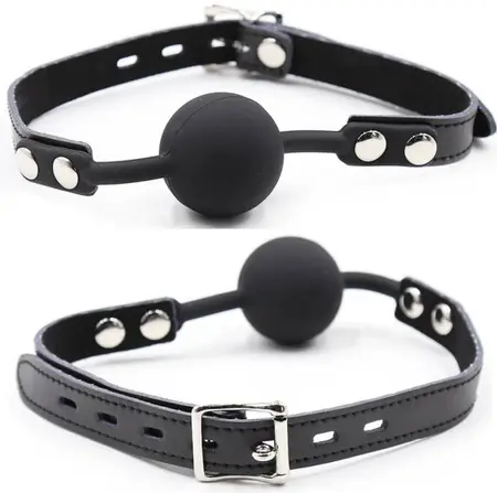 Ohmama Silikonski kuglasti gag sa podesivom kožnom trakom i katancom, 4cm