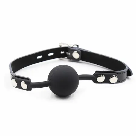 Ohmama Silikonski kuglasti gag sa podesivom kožnom trakom i katancom, 4cm