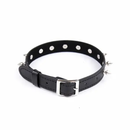 Ohmama Fetish Adjustable Punk Collar with Spikes, Black, Universal Size