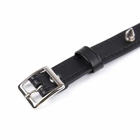 Ohmama Fetish Adjustable Punk Collar with Spikes, Black, Universal Size