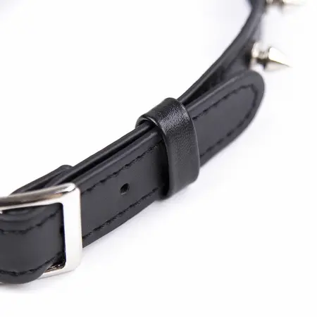 Ohmama Fetish Adjustable Punk Collar with Spikes, Black, Universal Size