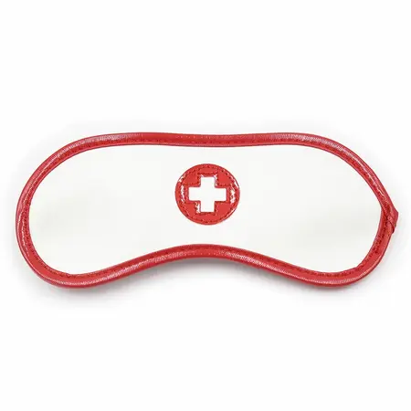 OHMAMA Fetish Mini Set 3-dela Medicinska sestra - Lisice i maska set, PVC, Bela/Crvena