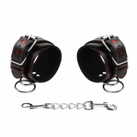 OHMAMA Heart-Detail Adjustable Faux Leather Handcuffs, Universal Size