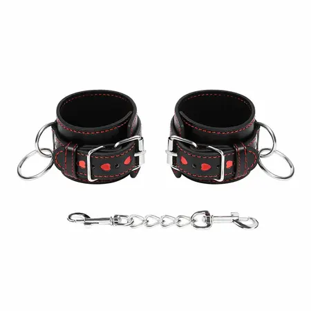 OHMAMA Heart-Detail Adjustable Faux Leather Handcuffs, Universal Size