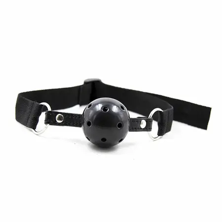 OHMAMA Adjustable Nylon Strip Gag with PVC Ball 4.5cm - Black