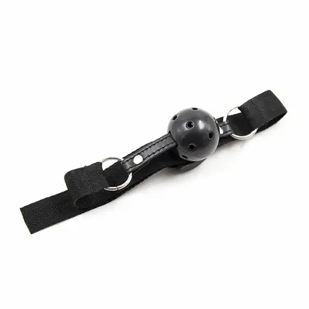 OHMAMA Adjustable Nylon Strip Gag with PVC Ball 4.5cm - Black
