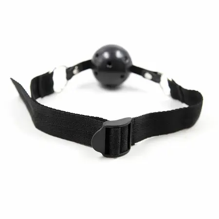 OHMAMA Adjustable Nylon Strip Gag with PVC Ball 4.5cm - Black