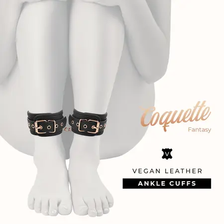 Coquette Chic Desire Fantasy Vegan Leather Ankle Cuffs with Neoprene Lining