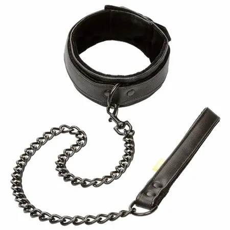 CalExotics Boundless Adjustable Collar & Leash Set, Vegan Leather, 49.5cm